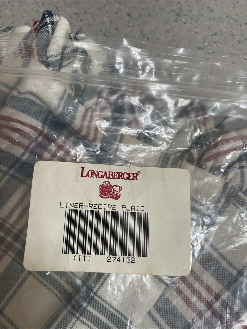 Longaberger Plaid Recipe Liner - Picture 3 of 3
